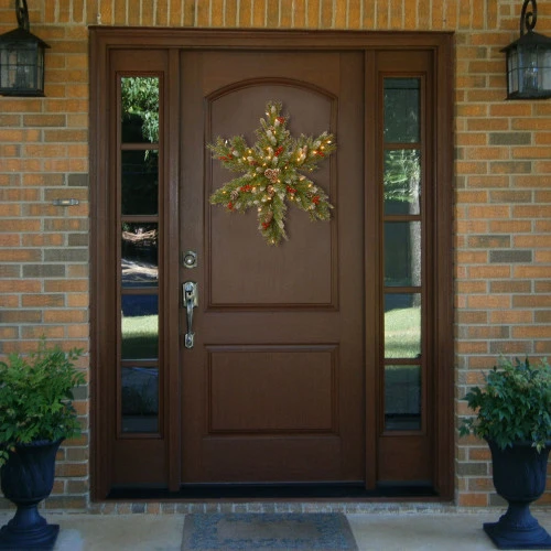 Christmas Central 32" Pre-lit Frosted Berry Snowflake Artificial Christmas Teardrop Swag, LED Lights 4 Christmas Central 32" Pre-lit Frosted Berry Snowflake Artificial Christmas Teardrop Swag, LED Lights - Image 2