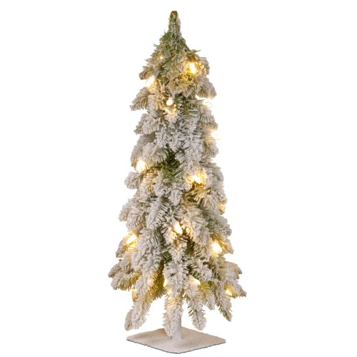 Christmas Central 2' Pre-Lit Snowy Downswept Artificial Christmas Tree, Clear Lights 3 Christmas Central 2' Pre-Lit Snowy Downswept Artificial Christmas Tree, Clear Lights