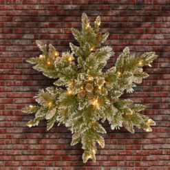 Christmas Central 32" Pre-Lit Glittery Bristle Pine Snowflake, LED Lights -Christmas Decoration Store dnat gb3 300 32s b 3 77669.1670489774