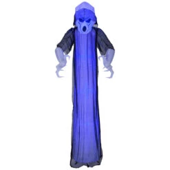 5' Blue And Black Spooky Ghost Inflatable Outdoor Halloween Decor