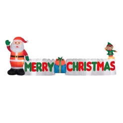12' Green And Red "Merry Christmas" Sign Inflatable Outdoor Christmas Decor