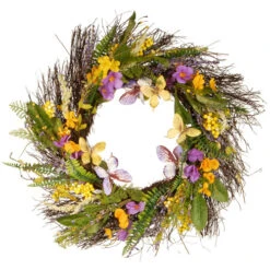 Spring Mixed Flowers Artificial Christmas Wreath - 24-Inch, Unlit