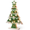 17" Green Pre-Lit Wooden Christmas Tree Tabletop Decoration
