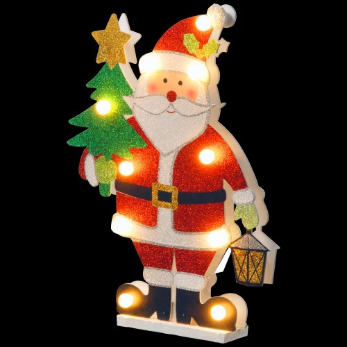 17.25" Red And White Prelit Santa With Tree Outdoor Christmas Decor 4 17.25" Red And White Prelit Santa With Tree Outdoor Christmas Decor - Image 2