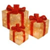 Christmas Central Set Of 3 Pre-Lit Christmas Gift Boxes, Clear Lights