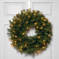 Christmas Central Pre-Lit Norwood Fir Artificial Christmas Wreath, 24-Inch, Clear Lights -Christmas Decoration Store dnat nf 24wlo 1 3 16211.1638203362