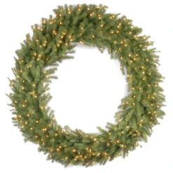 Pre-Lit Norwood Fir Artificial Christmas Wreath - 60-Inch, Warm White LED Lights