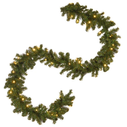 9' Pre-Lit North Valley Spruce Artificial Christmas Garland - Clear Lights 5 9' Pre-Lit North Valley Spruce Artificial Christmas Garland - Clear Lights - Image 3