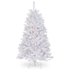 Christmas Central 4.5’ Pre-Lit North Valley White Spruce Artificial Christmas Tree, Clear Lights