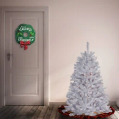 Christmas Central 4.5’ Pre-Lit North Valley White Spruce Artificial Christmas Tree, Clear Lights -Christmas Decoration Store dnat nrvw7 302 45 3 61398.1664726381