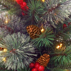 Christmas Central 2' Pre-lit Potted Colonial Fir Medium Artificial Christmas Tree, White LED Lights -Christmas Decoration Store dnat peco1 300 20 b1 2 41514.1670489791