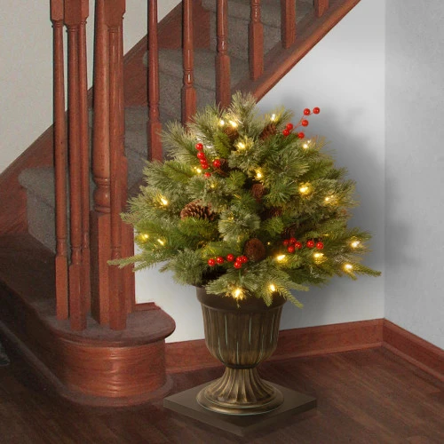 Christmas Central 2' Pre-lit Potted Colonial Porch Bush Artificial Christmas Tree, Clear Lights 5 Christmas Central 2' Pre-lit Potted Colonial Porch Bush Artificial Christmas Tree, Clear Lights - Image 3