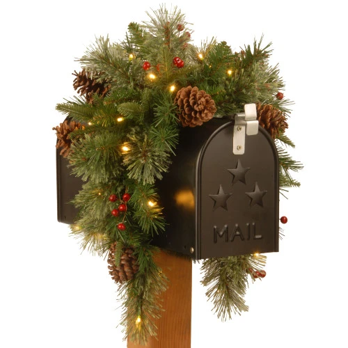 36" Colonial Battery Operated Artificial Christmas Mailbox Swag - Warm White LED Lights 3 36" Colonial Battery Operated Artificial Christmas Mailbox Swag - Warm White LED Lights