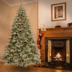 Christmas Central 7.5' Frosted Arctic Spruce Artificial Christmas Tree, Clear Lights -Christmas Decoration Store dnat pefa1 307 75 4 51837.1664121080