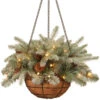 20" Green Spruce Hanging Basket With Warm White LED Lights -Christmas Decoration Store dnat pefa1 307l 20hb 1 42130.1664380275