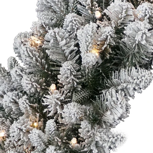 Christmas Central Pre-Lit Snowy Iceland Fir Artificial Christmas Wreath, 24-Inch, Warm White Lights 5 Christmas Central Pre-Lit Snowy Iceland Fir Artificial Christmas Wreath, 24-Inch, Warm White Lights - Image 3
