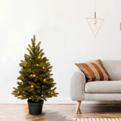 Christmas Central 3' Pre-lit Potted Jersey Fraser Fir Artificial Christmas Tree, White LED Lights -Christmas Decoration Store dnat pejf1 306 30 b 2 95621.1664380271