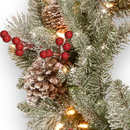 Christmas Central Pre-Lit Snowy Bristle Berry Artificial Christmas Wreath, 24-Inch, White LED Lights 5 Christmas Central Pre-Lit Snowy Bristle Berry Artificial Christmas Wreath, 24-Inch, White LED Lights - Image 3