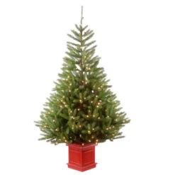 Christmas Central 5' Pre-Lit Potted Topeka Spruce Entrance Artificial Christmas Tree, Clear Lights