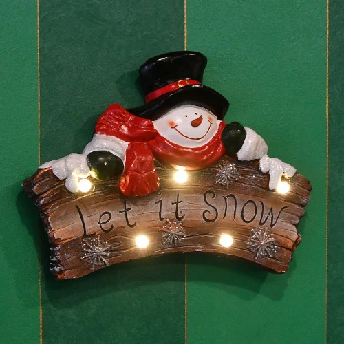 Christmas Central 18.5" Pre-Lit Snowman "Let It Snow" Christmas Wall Sign 5 Christmas Central 18.5" Pre-Lit Snowman "Let It Snow" Christmas Wall Sign - Image 3