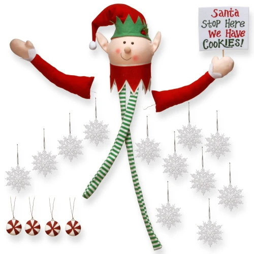 Christmas Central 19-Piece Elf Tree Topper And Ornaments Christmas Tree Decorating Kit 3 Christmas Central 19-Piece Elf Tree Topper And Ornaments Christmas Tree Decorating Kit