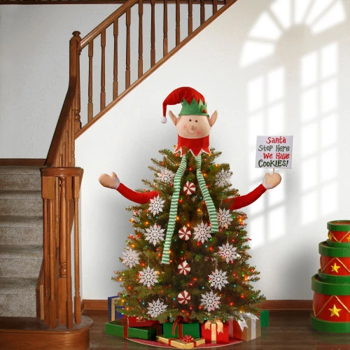 Christmas Central 19-Piece Elf Tree Topper And Ornaments Christmas Tree Decorating Kit 5 Christmas Central 19-Piece Elf Tree Topper And Ornaments Christmas Tree Decorating Kit - Image 3