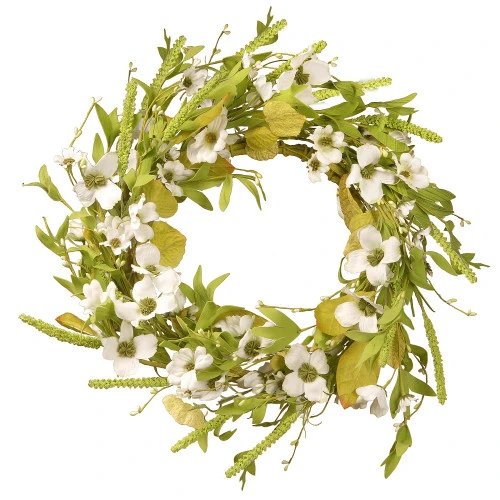 White Dogwood Artificial Wreath - 22-Inch 3 White Dogwood Artificial Wreath - 22-Inch
