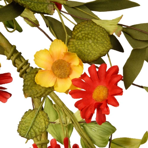 Floral Artificial Wreath With Sunflower And Orange/Yellow Mixed Flowers - 20-Inch 4 Floral Artificial Wreath With Sunflower And Orange/Yellow Mixed Flowers - 20-Inch - Image 2