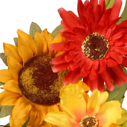 Floral Artificial Wreath With Sunflower And Orange/Yellow Mixed Flowers - 20-Inch 5 Floral Artificial Wreath With Sunflower And Orange/Yellow Mixed Flowers - 20-Inch - Image 3