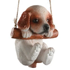 5" Brown And White Swinging Spaniel Puppy Decor