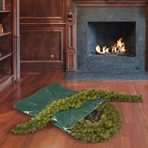 Christmas Central 13" Green Heavy Duty Wreath And Garland Storage Bag With Handles And Zipper 3 Christmas Central 13" Green Heavy Duty Wreath And Garland Storage Bag With Handles And Zipper - Image 2