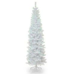 Christmas Central 7' Pencil White Iridescent Tinsel Artificial Christmas Tree, Unlit
