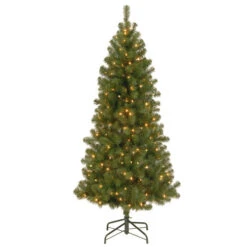 7' Pre-Lit Slim Canadian Grande Fir Artificial Christmas Tree - Clear Lights