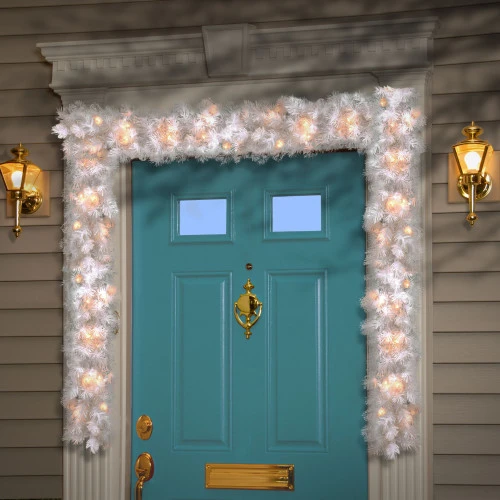 Christmas Central 9' X 10" Pre-Lit White Wispy Willow Artificial Christmas Garland, Clear Lights 4 Christmas Central 9' X 10" Pre-Lit White Wispy Willow Artificial Christmas Garland, Clear Lights - Image 2