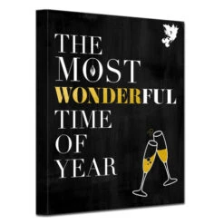 Black And Gold Time Of Year Christmas Wrapped Rectangular Wall Art Decor 30" X 20" -Christmas Decoration Store drhan vmcc045 gwc3020 2 10672.1588393523