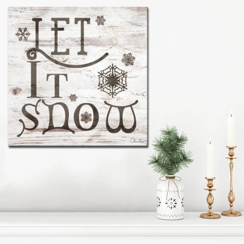 Brown And Gray "Let It Snow" Christmas Wrapped Square Wall Art Decor 30" X 30" 4 Brown And Gray "Let It Snow" Christmas Wrapped Square Wall Art Decor 30" X 30" - Image 2