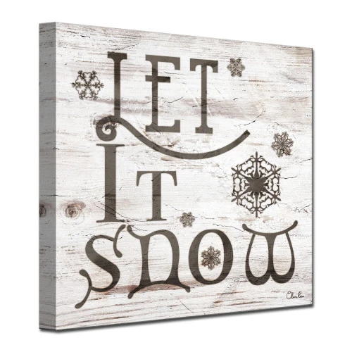 Brown And Gray "Let It Snow" Christmas Wrapped Square Wall Art Decor 30" X 30" 5 Brown And Gray "Let It Snow" Christmas Wrapped Square Wall Art Decor 30" X 30" - Image 3