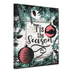 Green And Red "Tis The Season" Christmas Wrapped Rectangular Wall Art Decor 30" X 20" -Christmas Decoration Store drhan vmtq140 gwc3020 3 66443.1588393410