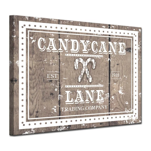 Brown And White Christmas Candy Cane Lane Wrapped Rectangular Wall Art Decor 12" X 16" 5 Brown And White Christmas Candy Cane Lane Wrapped Rectangular Wall Art Decor 12" X 16" - Image 3