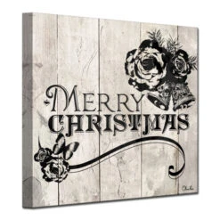 Beige And Black "MERRY CHRISTMAS" Wrapped Square Wall Art Decor 12" X 12" -Christmas Decoration Store drhan vmtq152 gwc1212 3 29707.1588393388