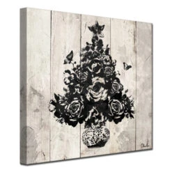 Beige And Black Floral Christmas Tree Wrapped Square Wall Art Decor 12" X 12" -Christmas Decoration Store drhan vmtq153 gwc1212 3 37840.1588393381