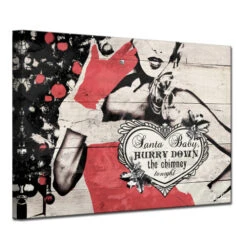 Beige And Red Christmas Santa Baby Lady Wrapped Rectangular Wall Art Decor 12" X 16" -Christmas Decoration Store drhan vmtq154 gwc1216 3 18554.1588393479