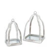 Set Of 2 Off-White Unique Wooden Candle Holder With Galvanized Metal Bottom, 21.5" -Christmas Decoration Store dson 44647ec 1 55234.1588404942