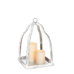 Set Of 2 Off-White Unique Wooden Candle Holder With Galvanized Metal Bottom, 21.5" -Christmas Decoration Store dson 44647ec 4 93247.1588404943