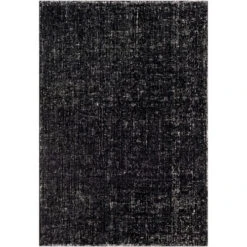 5' X 7.5' Solid Black Hand Tufted Rectangular Area Throw Rug