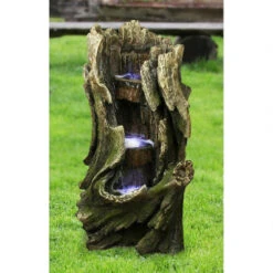 32.5" Cascading Creek Illuminated Outdoor Garden Fountain