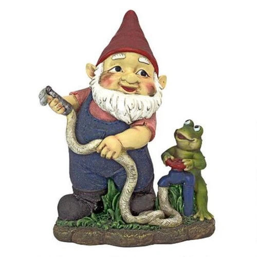 9" Firefighter Gnome Hand Painted Outdoor Garden Statue 3 9" Firefighter Gnome Hand Painted Outdoor Garden Statue
