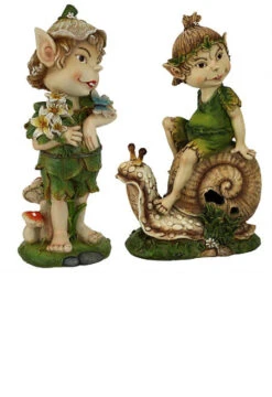 Set Of 2 Pixie Garden Gnomes Statues: Pete And Perry 12.5" -Christmas Decoration Store dtosc20qm941400 3 88930.1587644047