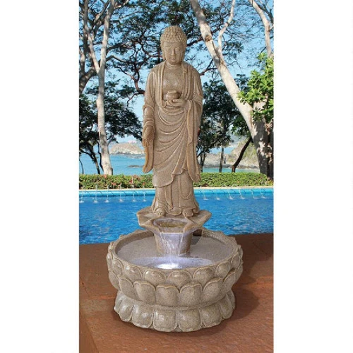 32.5" Illuminated Buddha Spiritual Sculptural Garden Fountain 4 32.5" Illuminated Buddha Spiritual Sculptural Garden Fountain - Image 2