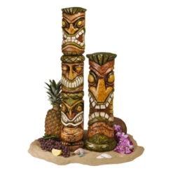 Set Of 2 Brown And Green Aloha Hawaii Tikis Tabletop Decor 31" -Christmas Decoration Store dtosc cs922670 6 88305.1587644733
